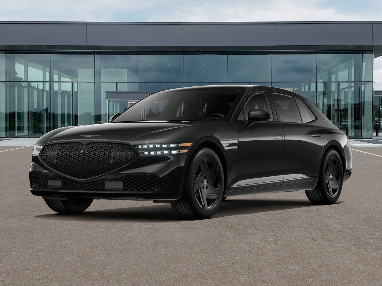 2026 Genesis G90 3.5T e-SC in Vik Black — front three-quarter view