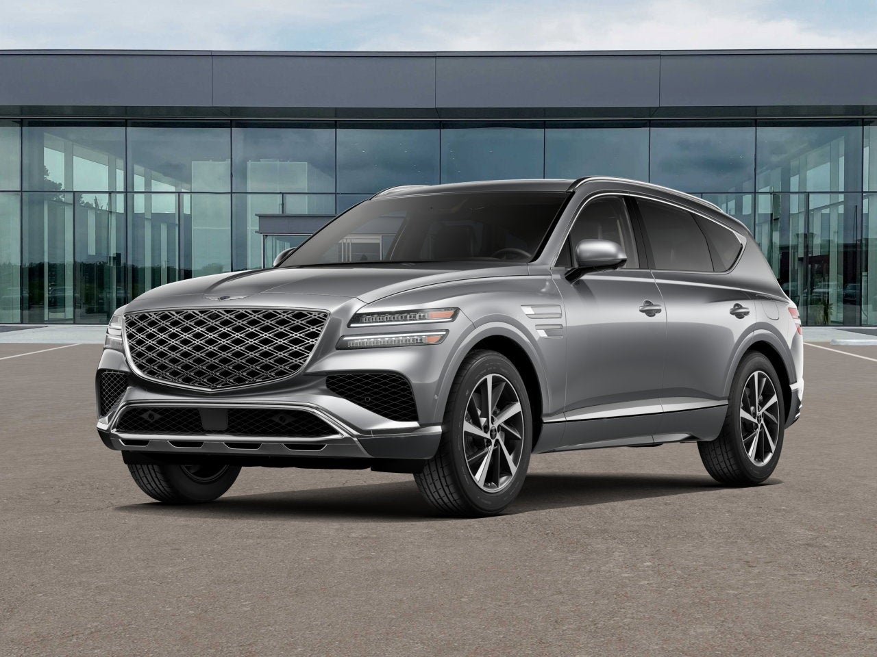 2026 Genesis GV80 2.5T Advanced in Savile Silver — front three-quarter view