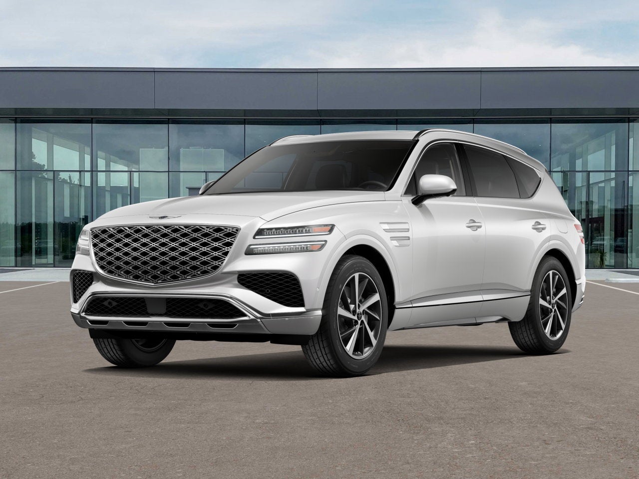 2026 Genesis GV80 3.5T Advanced in Uyuni White — front three-quarter view