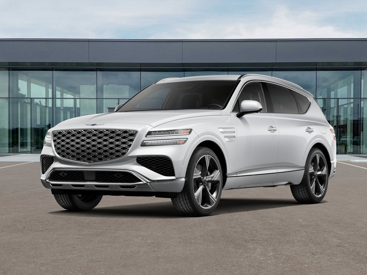2026 Genesis GV80 3.5T Prestige in White — front three-quarter view